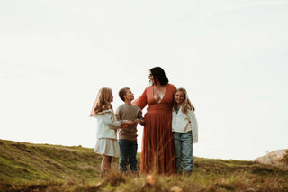 Jen's Pirate Booty Lapis Dress - Rust: Plunging V-Neckline Family Photoshoot Dress Hire - Rust-Coloured Family Photoshoot dress hire - High side splits family photoshoot dress hire - Cinched Waist Family Photoshoot Dress Hire - Bump Friendly Family Photoshoot Dress Hire - Breastfeeding friendly maternity dress hire - exposed belly family photoshoot dress hire - open bump family photoshoot dress hire - cotton family photoshoot dress