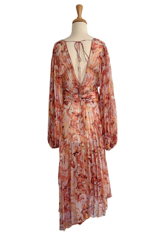 Elegant Floral Dress with Plunging Neckline