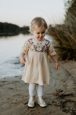 Bonjour Vintage Dress - Apricot - Soft Peach Girl Dresses For Hire Australia