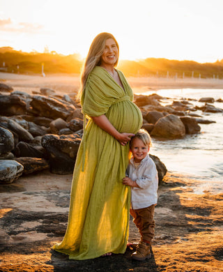 Flirty Side Slit - Bump & Breastfeeding-Friendly - One-Size-Fits-Most - Maternity Dress Hire - Chic Le Frique Ophelia Maxi Dress -Pistachio