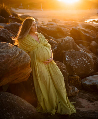 Maternity Dress Hire - Chic Le Frique Ophelia Maxi Dress -Pistachio - Grecian Goddess Vibes Dress Rental