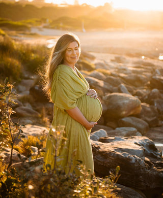 Braided Rope Detailing - Deep V-Neck & V-Back - Maternity Dress Hire - Chic Le Frique Ophelia Maxi Dress -Pistachio