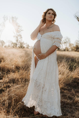 Modest or Open Front Maternity Dress Hire Co and Ry Dawn Dress, With Tie Up Back Detail