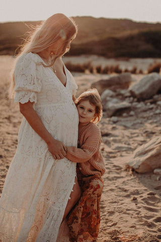 Maternity and Beyond - Maternity Dress Hire - Co and Ry Dawn Dress, Style On or Off the Shoulder