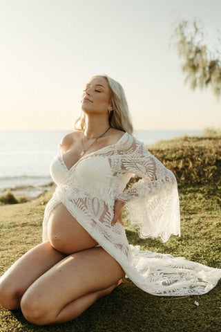 Maternity Dress Hire - EVERLY WRAP DRESS - Exquisite bohemian style for maternity sessions. Pair with a white slip for an occasion piece.