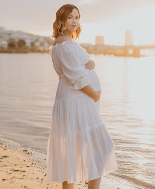 Maternity Dress Hire - Capture stunning photos  - Co and Ry Goldie Maxi in White colour