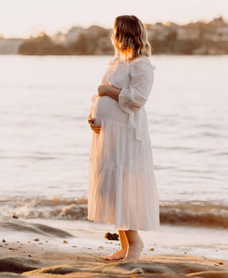 One Size Maternity Dress Hire - Co and Ry Goldie White