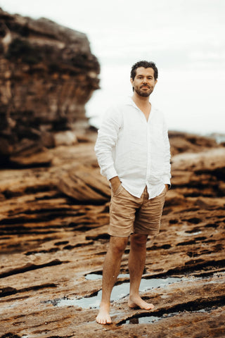 Men's Outfit Hire for Photoshoots: Elegant White Organic Linen Shirt - Country Road White Organic Linen Shirt