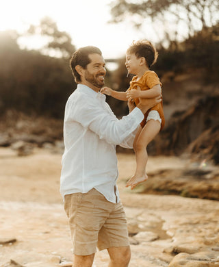 Relaxed Style: Chino Shorts and White Linen Shirt - Men's Outfit Hire for Photoshoots: Country Road White Organic Linen Shirt