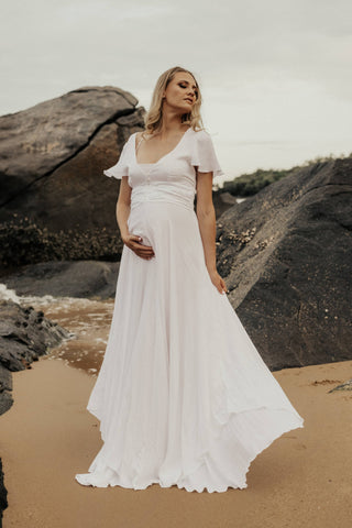 Coven & Co Halo Gown For Sale: Ruched Waistline dress for photoshoot - Maternity Dress For Sale