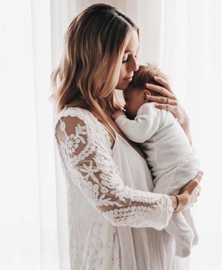 Lace Maternity Dress Hire for Photoshoot - Coven & Co Raven Lace Kimono