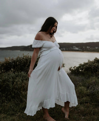 Sweet Flattering Sleeves Maternity Dress Hire - Coven & Co True Romance Gown