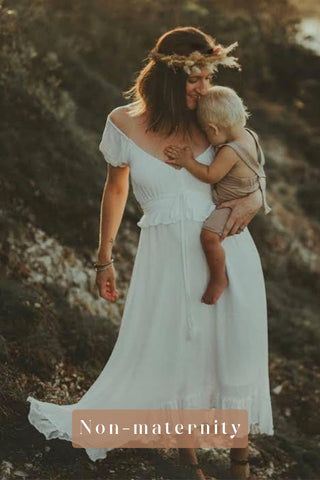 Graceful Frill Adornments Maternity Dress Hire - Coven & Co True Romance Gown