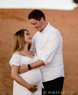 Flattering Sleeves Maternity Dress Hire - Coven & Co True Romance Gown - 100% Viscose