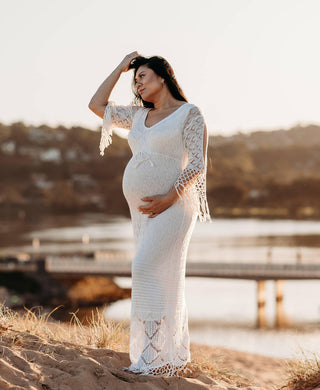Maternity Dress Hire - Fillyboo Brooke Crochet Maternity Maxi Dress - Comfortable & Stylish