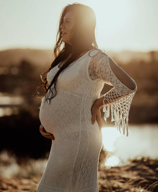 Versatile Maternity Dress Hire - Fillyboo Brooke Crochet Maternity Maxi Dress - Fits Aus 6-12