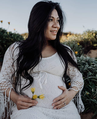 Hand Crochet Maternity Dress Hire - Tassel Detail Fillyboo Brooke Crochet Maternity Maxi Dress