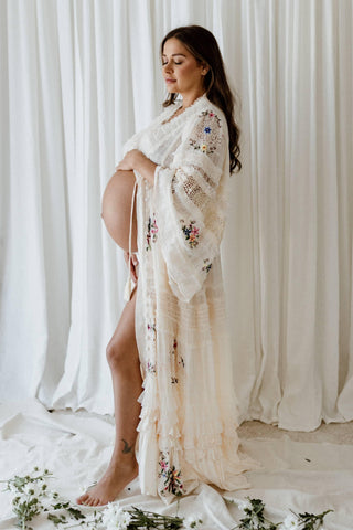 Fillyboo Charm Your Way Embroidered Maxi Dress - Rosey Tea Maternity Dress Hire