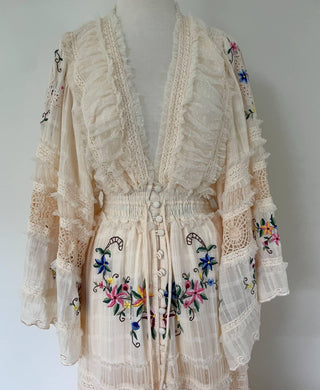 Romantic Maternity Dress Hire - Cotton Material - Fillyboo Charm Your Way Embroidered Maxi Dress- Rosey Tea