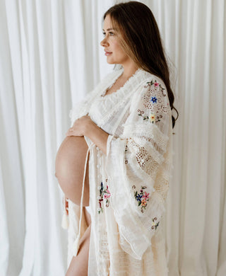 Handmade Maternity Dress Hire - Fillyboo Charm Your Way Embroidered Maxi Dress- Rosey Tea