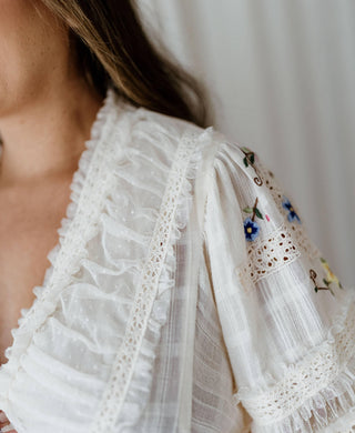 Folk-Inspired Embroidery Maternity Dress Hire - Fillyboo Charm Your Way Embroidered Maxi Dress- Rosey Tea