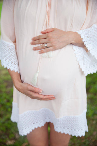 Fillyboo Dream Catcher Maternity Dress: Fully Lined Maternity Dress Hire - White Cotton Layered Maternity Dress Hire - Petite Friendly Maternity Dress Hire - Petite Size Maternity Dress Hire Australia - Petite Bump Friendly Dress for Photoshoot and Baby Shower