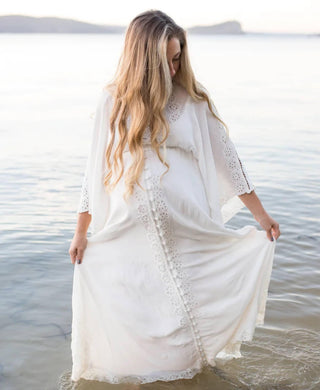 Intricately Embroidered Maternity Dress Hire - Available in Size M (AUS 10-14) - Fillyboo I Believe In Unicorns Maternity Maxi Dress