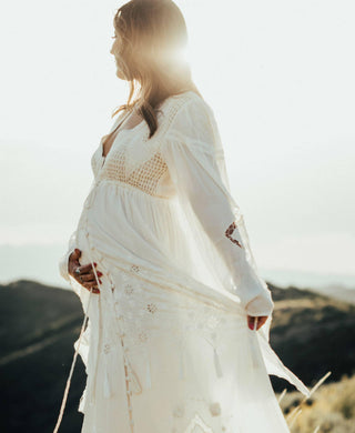 Fillyboo Strawberry Fields Embroidered Maternity Maxi Dress - Maternity Dress hire made of Soft Rayon Crepe Material