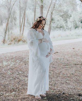 Fillyboo Strawberry Fields Embroidered Maternity Maxi Dress - Maternity Dress Hire with Contrast Hand Crochet Details
