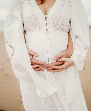 Fillyboo Strawberry Fields Embroidered Maternity Maxi Dress - Deep Plunge V-Neckline Maternity Dress Hire