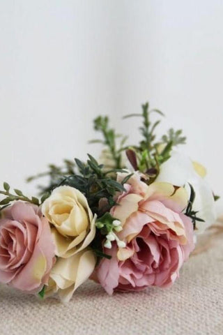 Adult Size Flower Crown - Handmade Artificial Flower Crowns for Rent - Maternity Dress Hire - Flower Crown - Pink, White and Cream - Rustic Flower Crown - Boho Flower Crown - One Size Fits All Flower Crown
