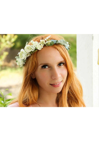 Boho White Wedding Flower Crown for Hire Australia