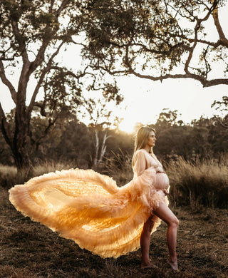 Plus-size maternity dress hire - Gigi Tulle Robe - Beige - Maternity Photoshoot Robe, fits Aus 8-18