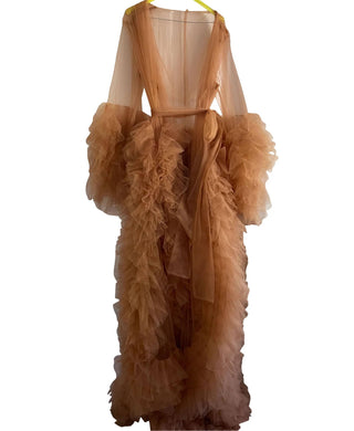 Gigi Tulle Robe - Cinnamon - Maternity Photoshoot Robe Rental - Versatile for Maternity, Motherhood, and Boudoir Shoots - Maternity Dress Hire
