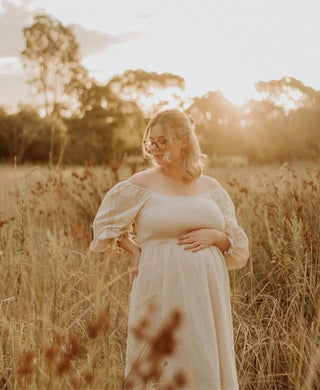 Maternity Dress Hire - Girl And The Sun Paros Maxi Dress - Puff Sleeves Baby Shower Dress