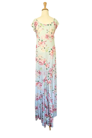 Gracie Mint Floral Fitted Maxi: Off the Shoulder Maternity Dress Hire for Photoshoots and Baby Shower
