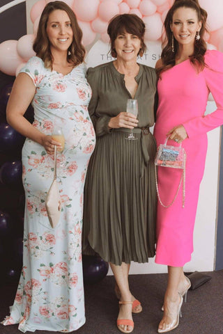 Gracie Mint Floral Fitted Maxi: Maternity Dress Hire for Photoshoots and Baby Shower