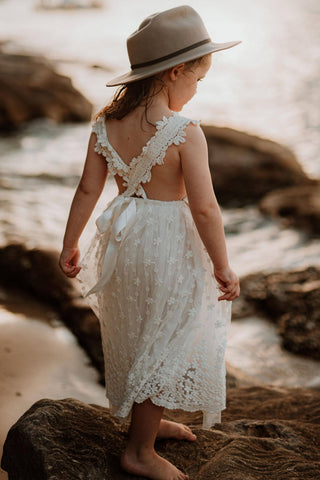 Harper Lace Dress: Ivory Girl Dresses For Hire - Flower Girl Dress Australia