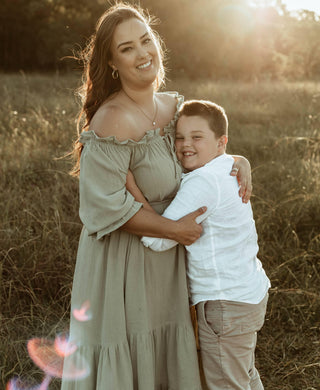 Maternity Dress Hire - Hazel & Folk Emmaline Maxi Gown - Sage - Ruffle Tiered Skirt