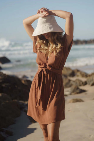 Dress Hire for Petite Ladies - Hazel and Folk Melody Mini Dress - Cinnamon - Size L/XL fits AUS 14-16