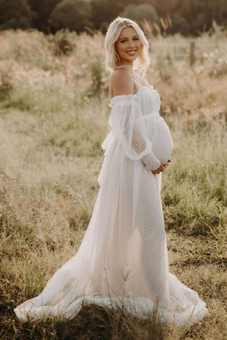 Ethereal Isadora Tulle Maternity Maxi Gown with Nude Lining -  Maternity Dress Hire for Photoshoot