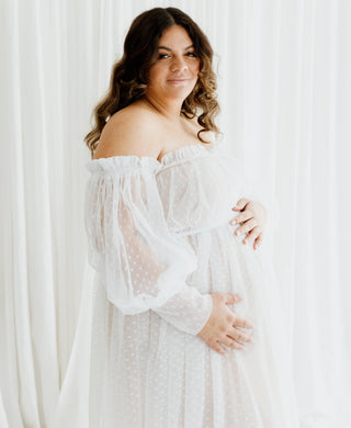 Isadora Tulle Maternity Maxi Gown with Nude Lining - Plus Size Maternity Dress Hire
