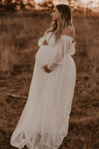 Ethereal Isadora Tulle Maternity Maxi Gown with White Lining -  Maternity Dress Hire for Photoshoot