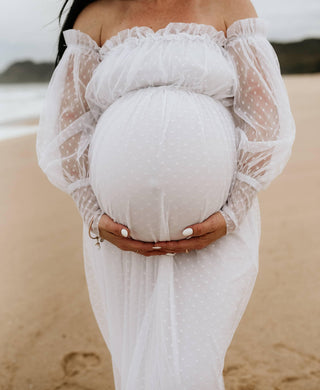 Elegant Isadora Tulle Maternity Maxi Gown with White Lining - Hire for Special Occasions - Maternity Dress Hire