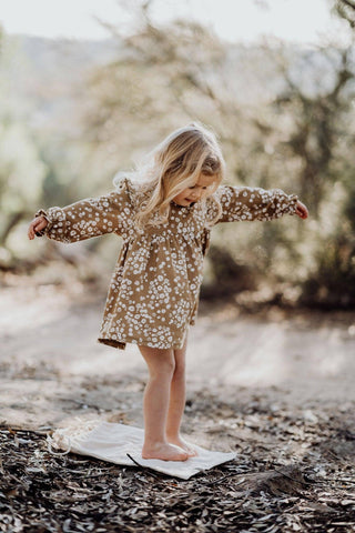 Jamie Kay Frankie Dress - Golden Floral: Girl Dresses For Hire - Earthy Hue Girl Dresses in Australia
