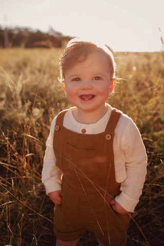 Gender-neutral outfit for hire: Jamie Kay Hugo Overall - Bronze - Boy Outfits For Hire