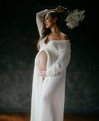 Bump-Friendly Ivory Maternity Dress Hire - Jen's Pirate Booty Lapis Dress - Ivory