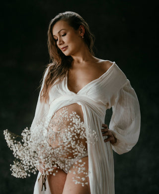 100% Cotton Maternity Dress Hire - Jen's Pirate Booty Lapis Dress - Ivory