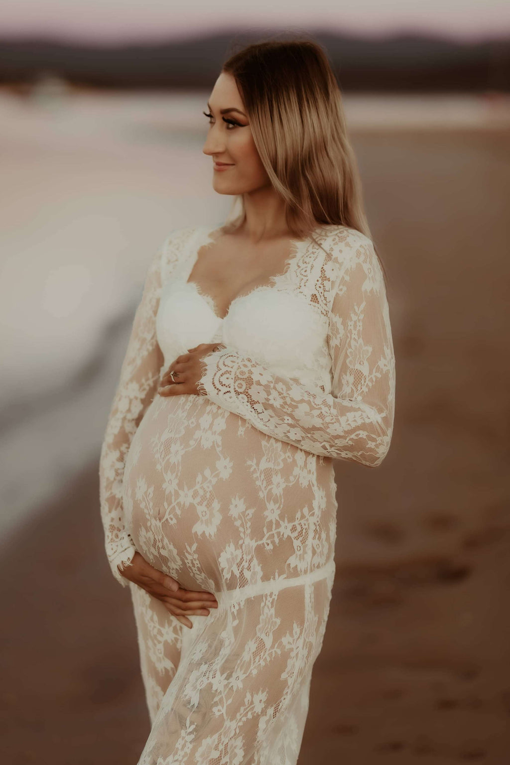 Katherine Sheer Lace Maxi Dress - White | Mama Rentals Katherine Sheer Lace Maxi Dress - White | Mama Rentals