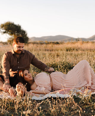 Old Rose Tulle Fabric Maternity Dress Hire - La Rosa Tulle Maxi Two Piece Set - Old Rose